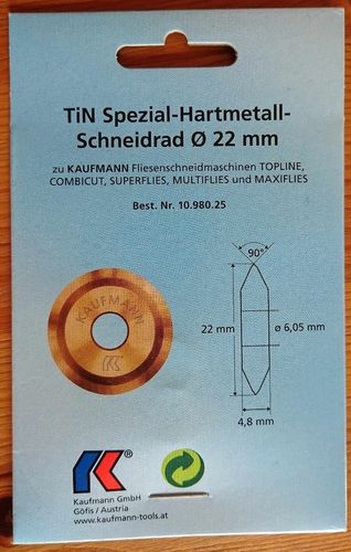 2er Set Kaufmann Ersatzrad Gold Tin-Schneidrad 22 mm