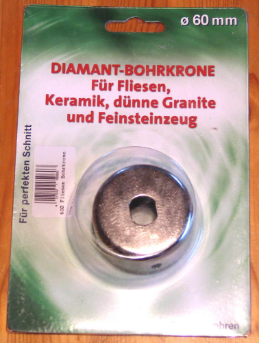 Diamantbohrkrone Feinsteinzeug 60 mm nass Abverkauf