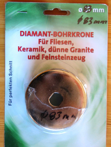 Diamantbohrkrone Feinsteinzeug 82 mm nass Abverkauf